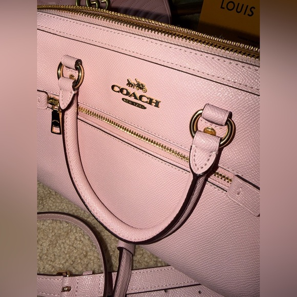🌸 Coach Rowan Satchel Powder Pink Leather Crossbody Bag Gold Hardware - Picture 5 of 13